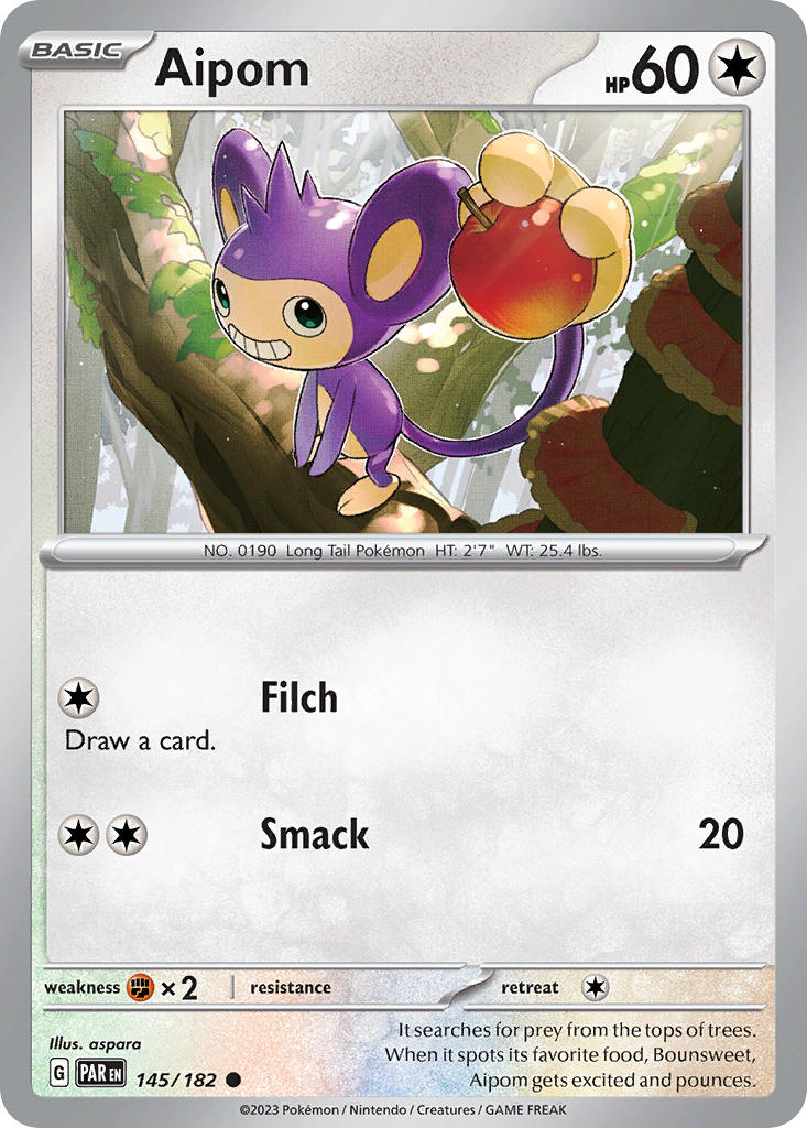 (145/182) Pokemon TCG Paradox Rift Single: Aipom   Common