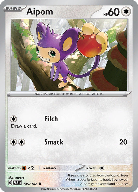 (145/182) Pokemon TCG Paradox Rift Single: Aipom   Common