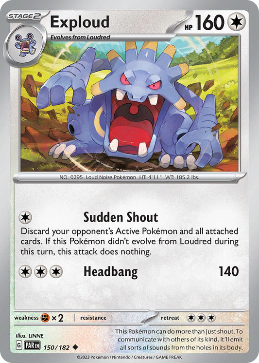 (150/182) Pokemon TCG Paradox Rift Single: Exploud  Reverse Holo Uncommon