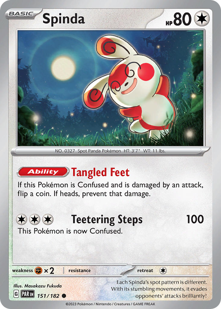 (151/182) Pokemon TCG Paradox Rift Single: Spinda  Reverse Holo Common