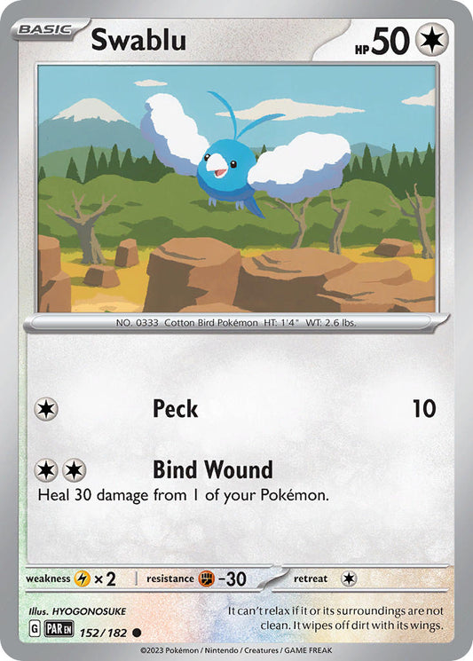 (152/182) Pokemon TCG Paradox Rift Single: Swablu   Common