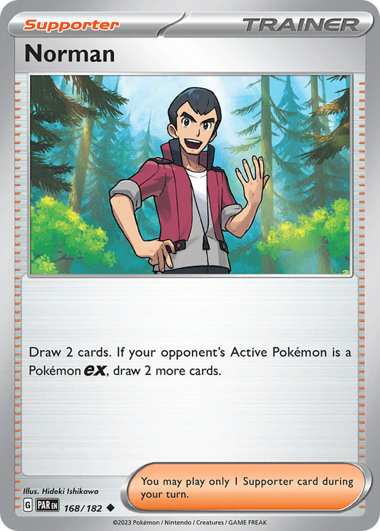 (168/182) Pokemon TCG Paradox Rift Single: Norman  Uncommon