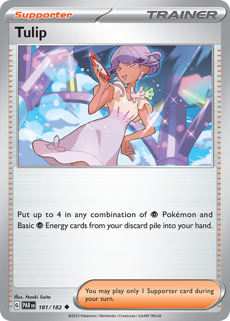 (181/182) Pokemon TCG Paradox Rift Single: Tulip  Uncommon