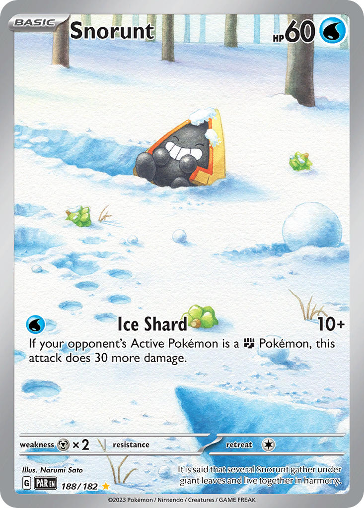 (188/182) Pokemon TCG Paradox Rift Single: Snorunt   Illustration Rare
