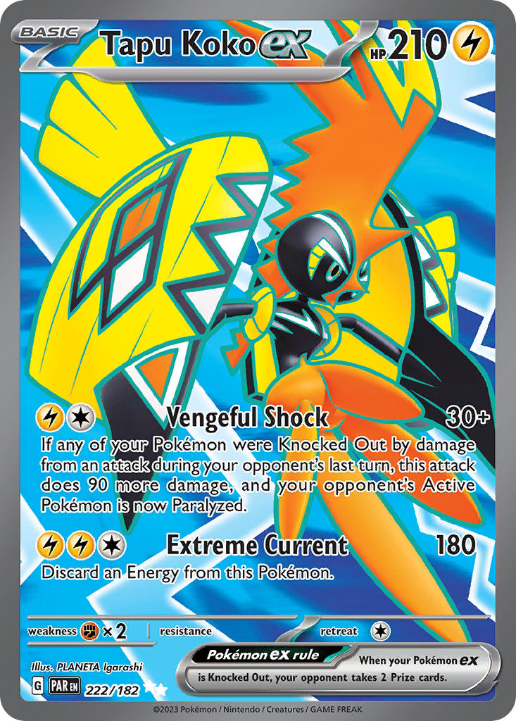 (222/182) Pokemon TCG Paradox Rift Single: Tapu Koko ex   Ultra Rare